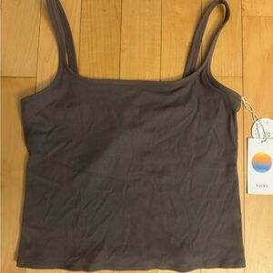 Vuori women's ribbed camisole tank in deep taupe